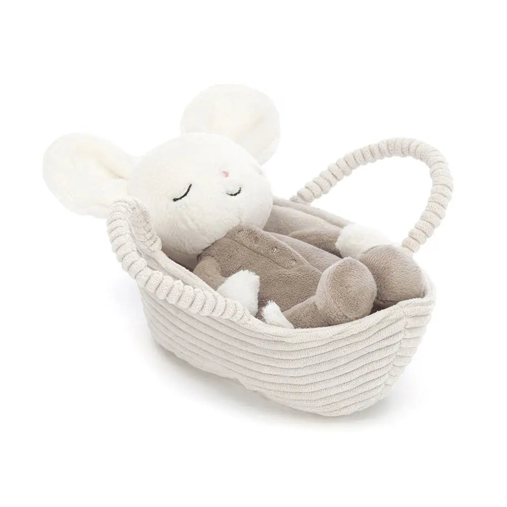 Charming Plush Mouse in Fabric Basket – Soft Toy for Babies & Toddlers